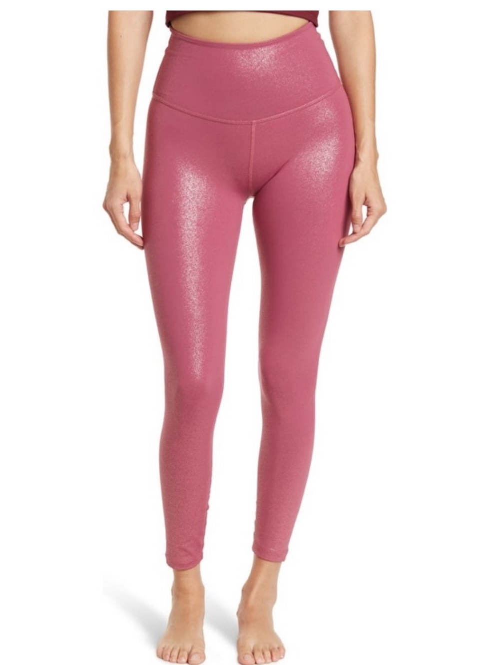 Beyond Yoga Twinkle High-Rise Leggings in Shimmery Rose